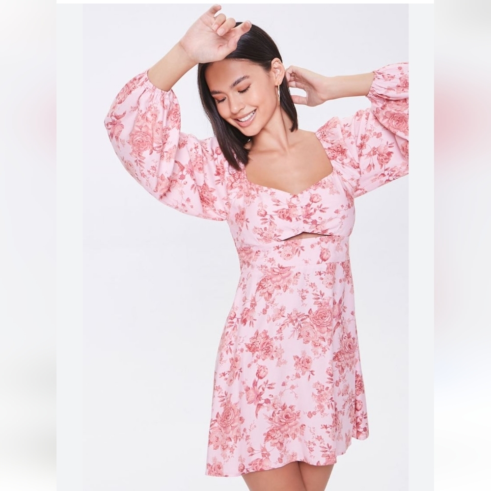 Forever 21 Pink/Burgundy Floral Mini Dress